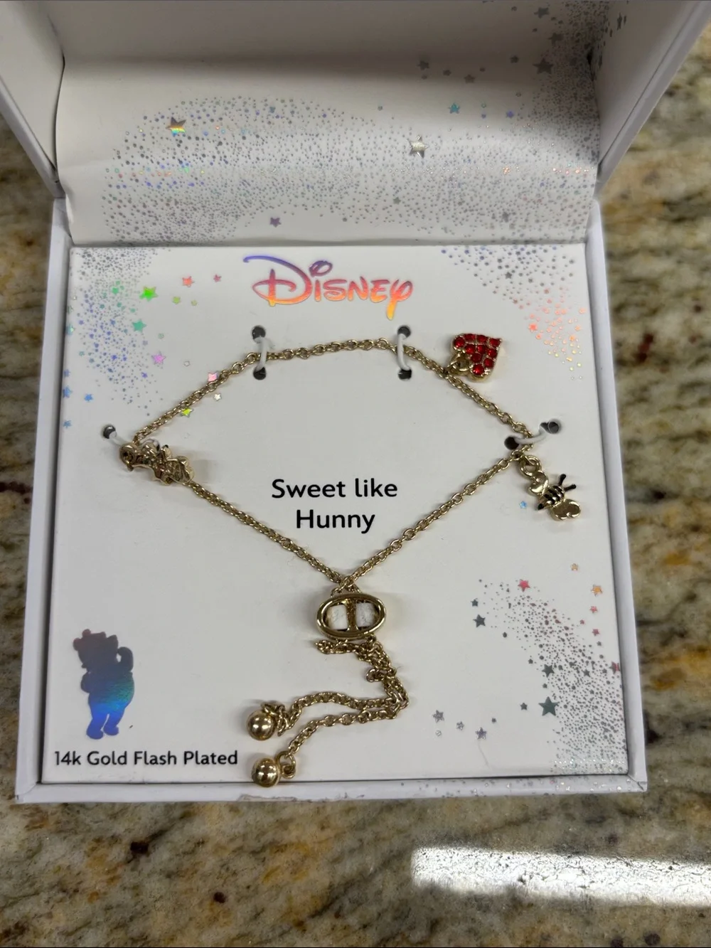 Disney Gold Tone bee and heart Bracelet